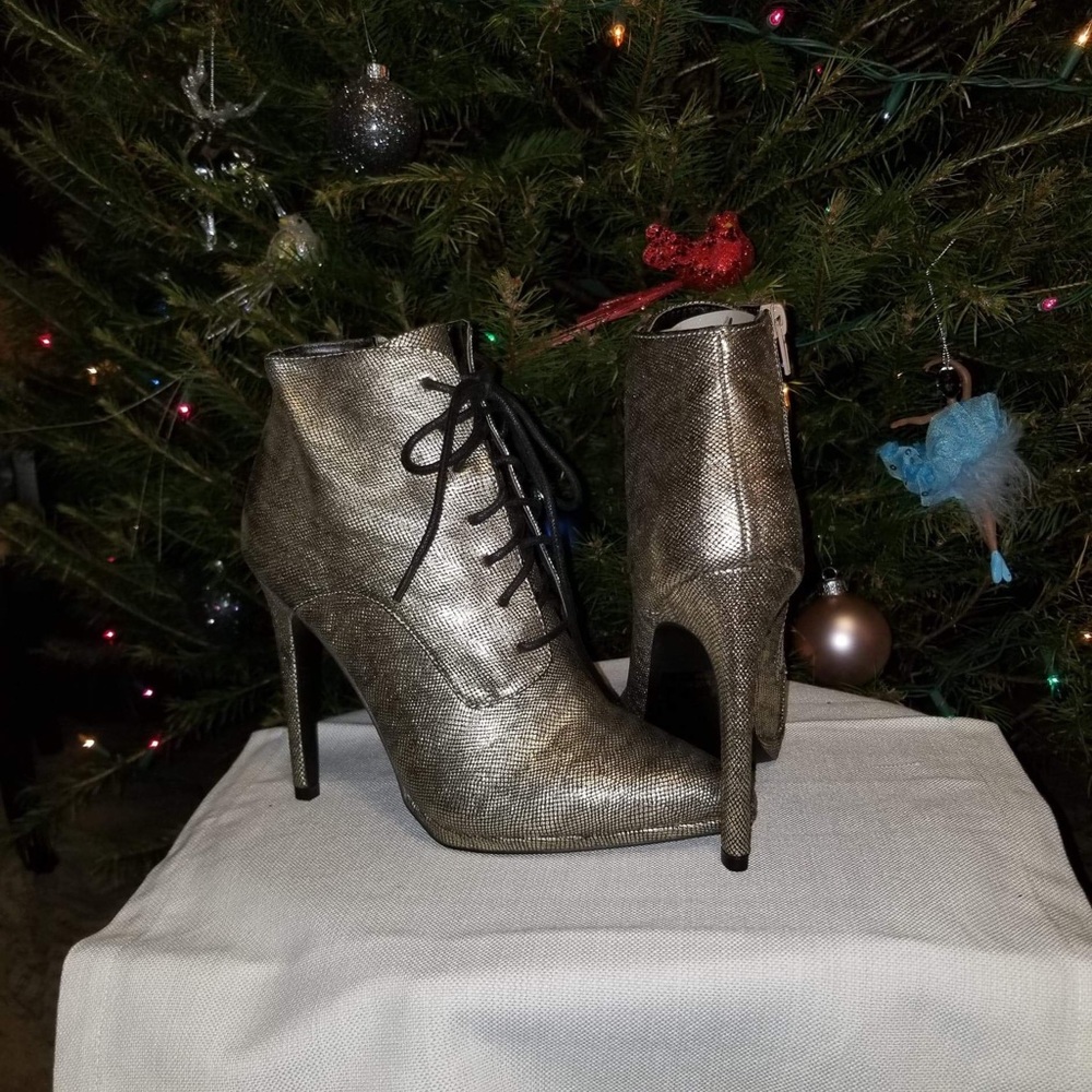Gold and black booties